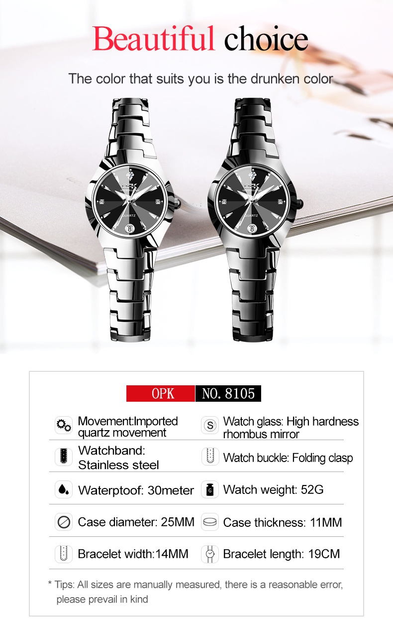 Mô tả Đồng Hồ Đeo Tay OPK 8105 Thép Không Gỉ Chống Nước Thời Trang Cho Nữ - 5