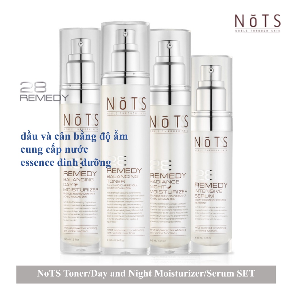 Bộ 4 sản phẩm Dưỡng Ẩm- Phục Hồi- Tái Tạo Da NoTS 28Remedy Serum Set