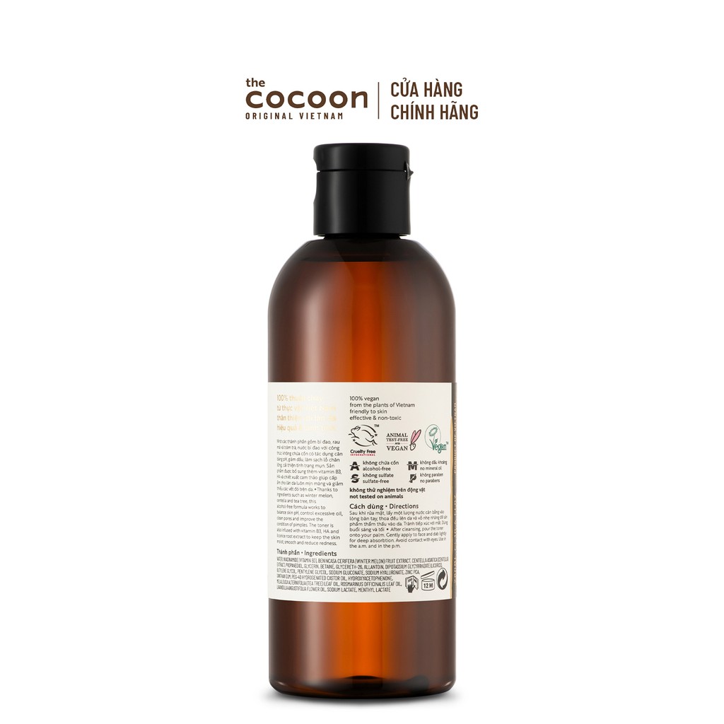 Ảnh Bigsize - Nước bí đao cân bằng da (toner) Cocoon giảm dầu và mụn 310ml 2