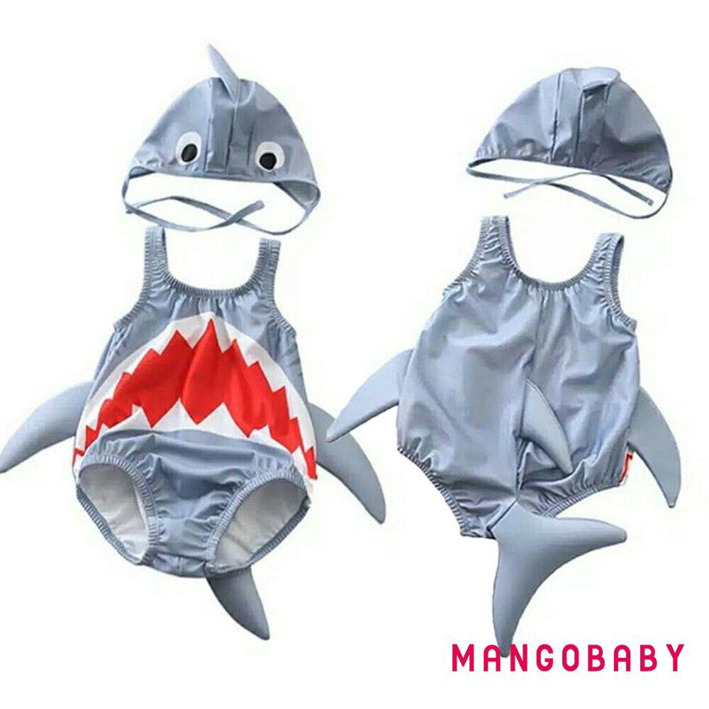 ☞Mg-2pcs Tập Đi Bé Gái Bé Trai Đồ Bơi Cá Mập Trang Phục Đồ Bơi Bikini Bộ Đồ Đi Biển