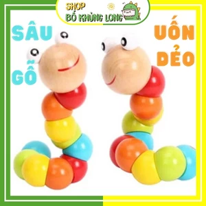Sâu Đồ Chơi Sâu Gỗ Uốn Éo Cho Bé Đồ Chơi Gỗ Cho Bé - BỐ KHỦNG LONG