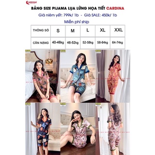 Bộ pyzama lụa lửng họa tiết CARDINA. Mã 2PI16
