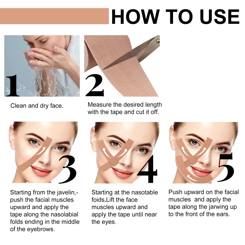 ⚝⚝Richh Face Lifting Tape Công cụ trang điểm để giấu nếp nhăn nâng da ướt 5m