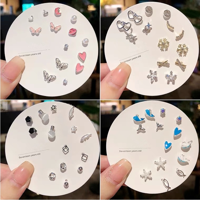 We Flower 7 Đôi bông tai mạ bạc s925 nhiều kiểu dáng tùy chọn xinh xắn dành cho nữ