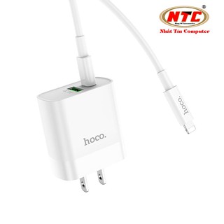 Bộ cốc 2 cổng kèm cáp sạc TypeC to LaiNing Hoco C80 cổng USB QC 3.0 và typeC PD 20W (Trắng) - Phụ Kiện Nhất Tín