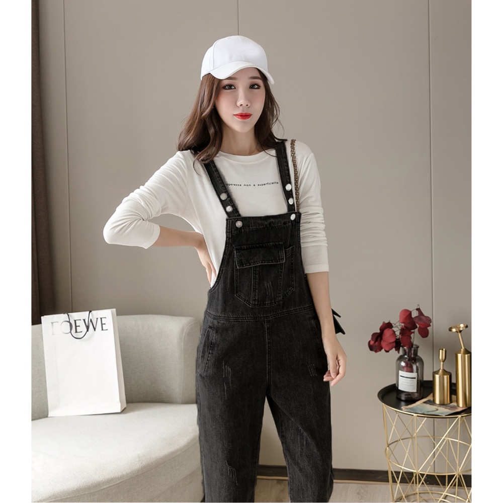 Ảnh Yếm jean dài nữ Chollima xám đậm YJ016 phong cách hàn quốc trẻ trung năng động 1