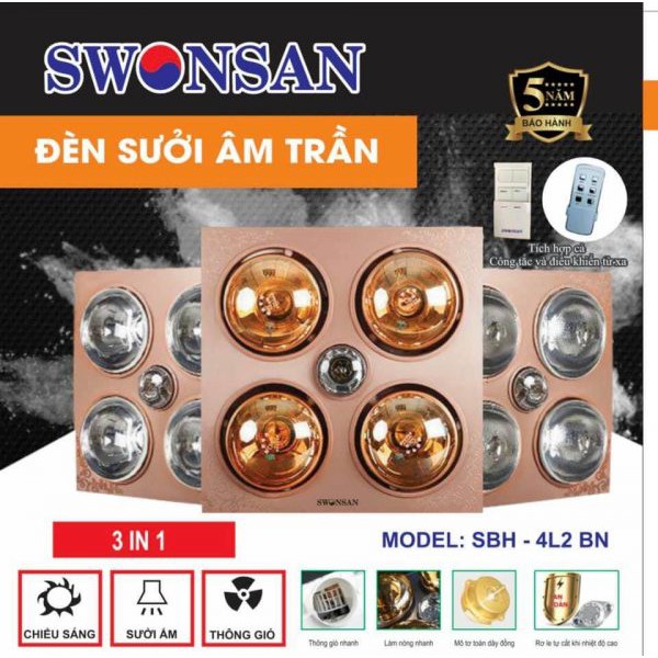 Đèn Sưởi Âm Trần 4 Bóng GALAXY Model SBH-4L2BN [ CHÍNH HÃNG ] | Gia Dụng Bảo Nguyên
