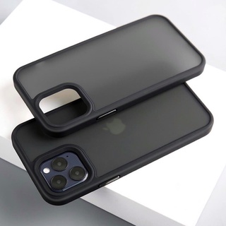 Ốp lưng nhám viền màu chống sốc, chống bám vân cho iPhone 16 15 14 13 12 pro promax plus
