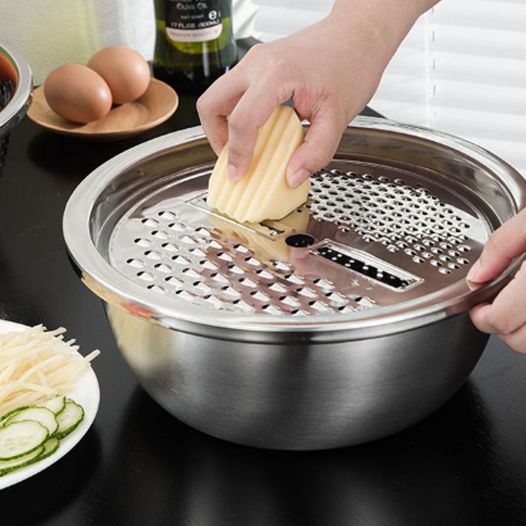 Bộ Nạo Rau Củ Quả Inox cao cấp,Rổ nạo rau củ đa năng,tiện lợi dùng nhà bếp