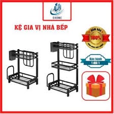 ⭐ SALE ⭐Kệ đựng gia vị 2 Tầng kèm phụ kiện siêu tiện dụng, phủ sơn tĩnh điện