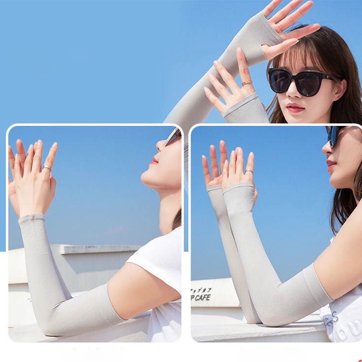 Găng tay chống nắng nam nữ bao tay đi phượt xỏ ngón vải co giãn tốt mát mẻ - Ekiu shop