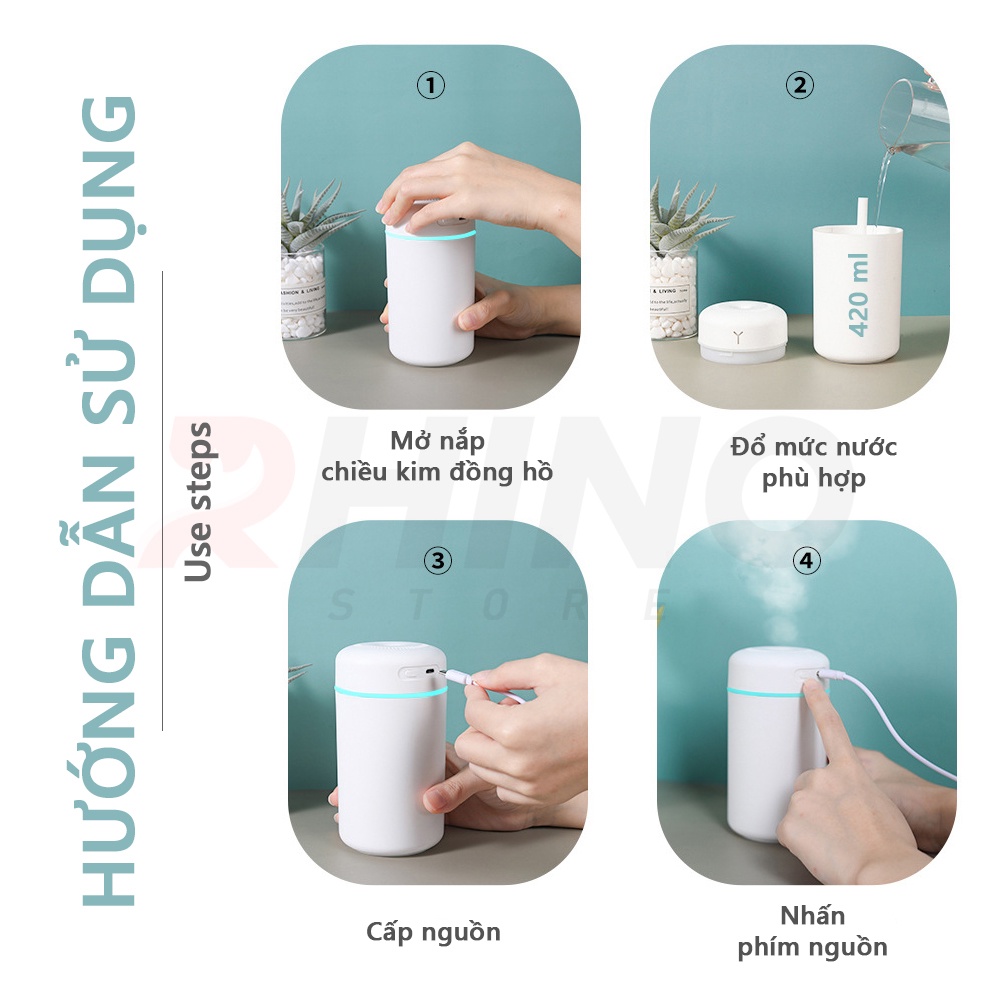 Ảnh Máy phun sương,  tinh dầu Rhino H901 tạo ẩm dung tích 420ml 4