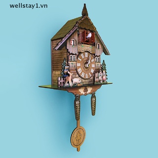 [wellstay1] Đồng Hồ Treo Tường Cuckoo Bằng Gỗ Thủ Công Cổ Điển