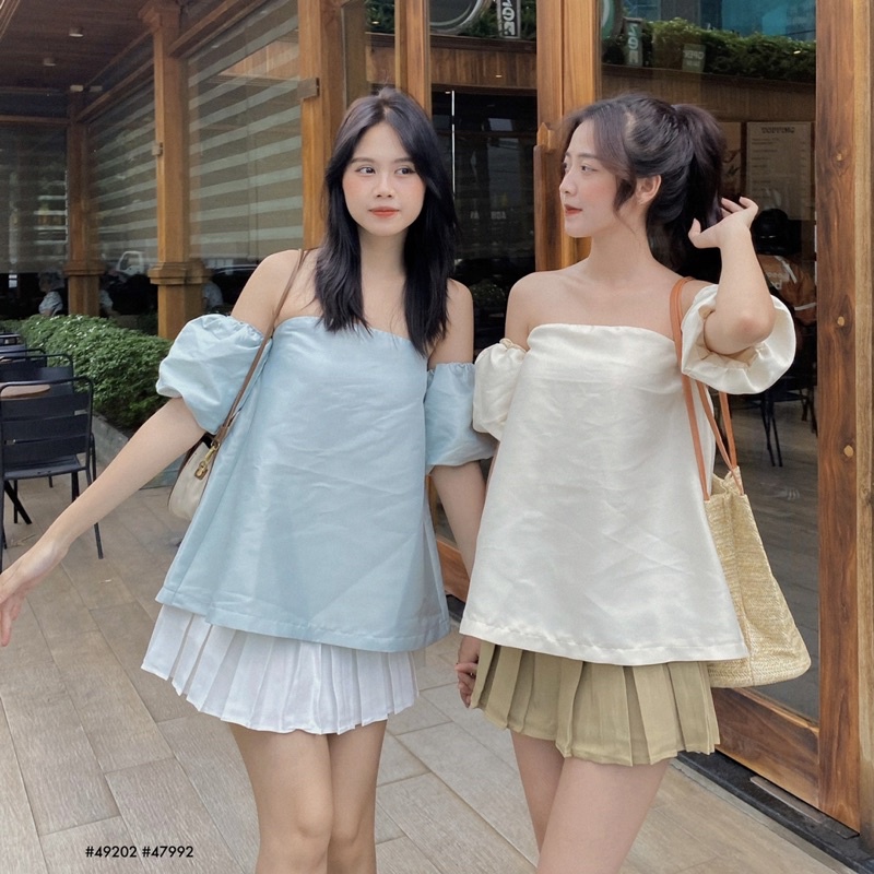 [RÁCH STORE] Áo kiểu trễ vai cúp ngực rớt tay (49202) | Shopee Việt Nam