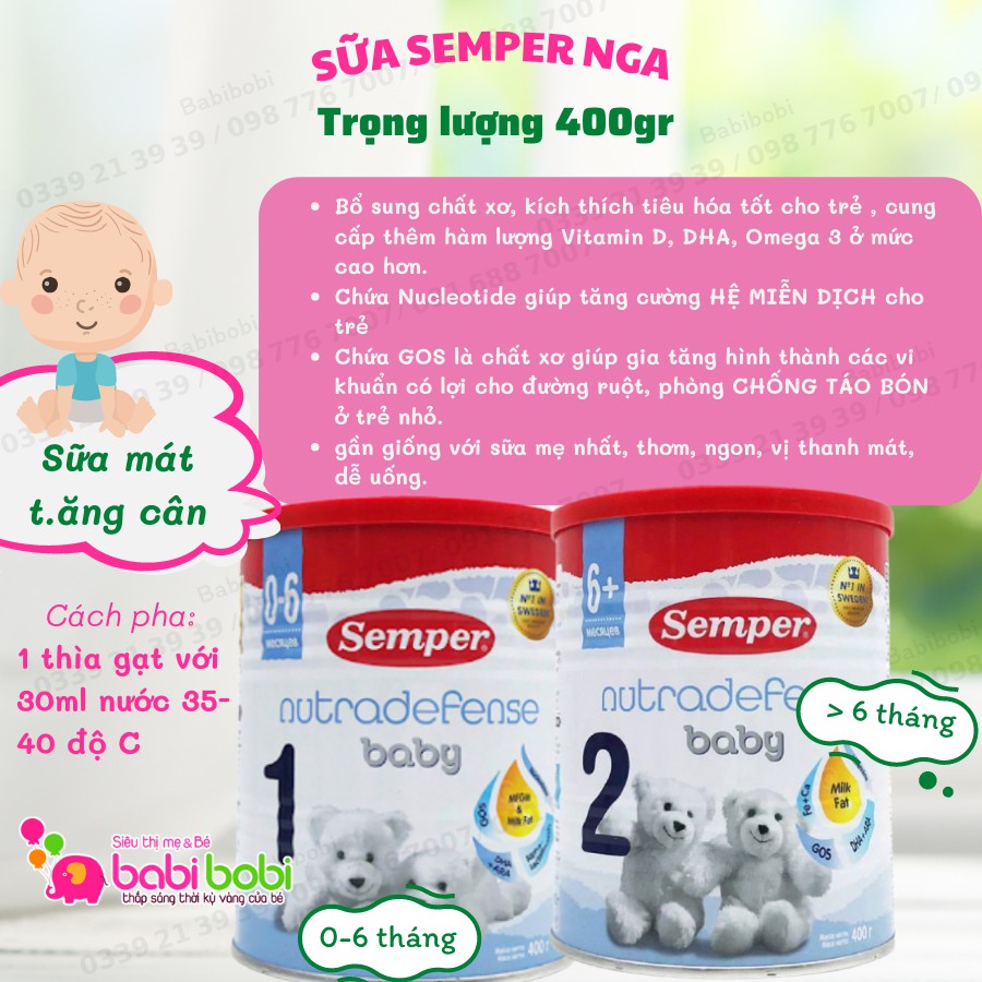 Sữa Semper nutradefense baby số 1, 2 hộp 400gr | Shopee Việt Nam