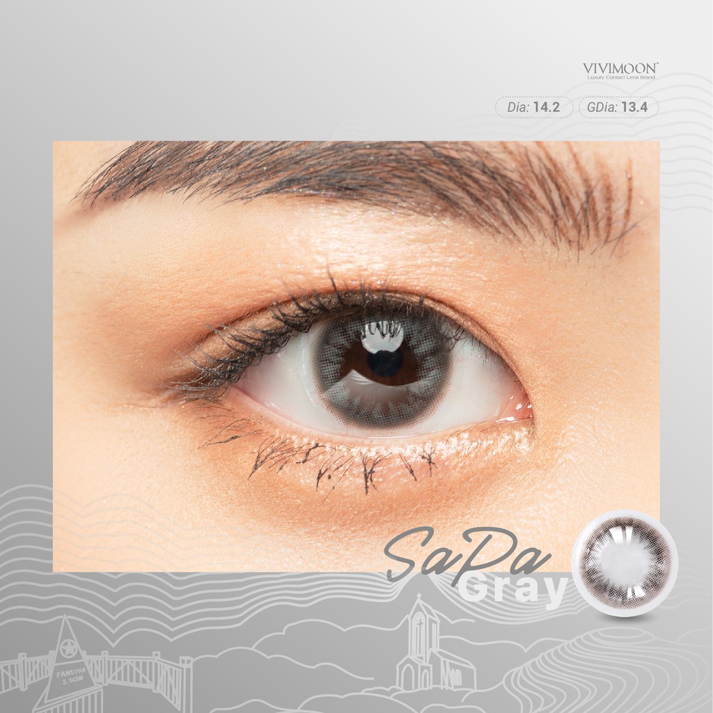 Ảnh Lens cận xám đậm giãn nhẹ cho mắt thở Sapa Gray Vivimoon (Giá 01 đôi) 1