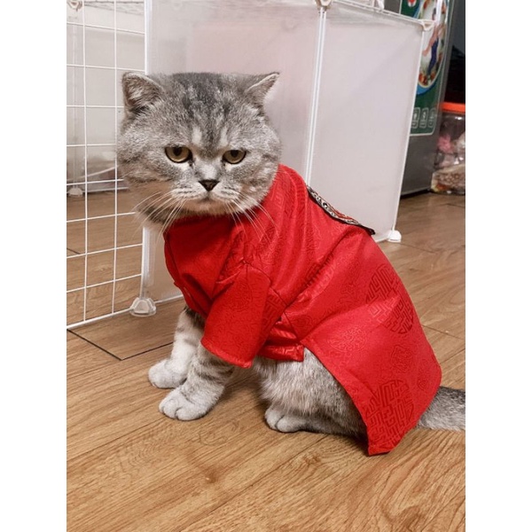 1-25kg áo dài Tết cho pets cưng, chó mèo vải gấm