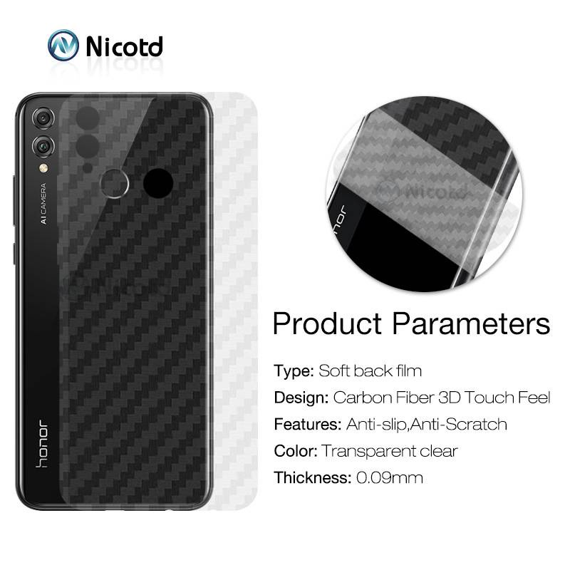 Phim Bảo Vệ Carbon Mặt Sau 3D Cho Huawei Y5 / Y6 Pro / Y6p / Y7 Pro / Y7a / Y8p / Y9 / Y9 Prime / Y9s Phim Bìa Mềm