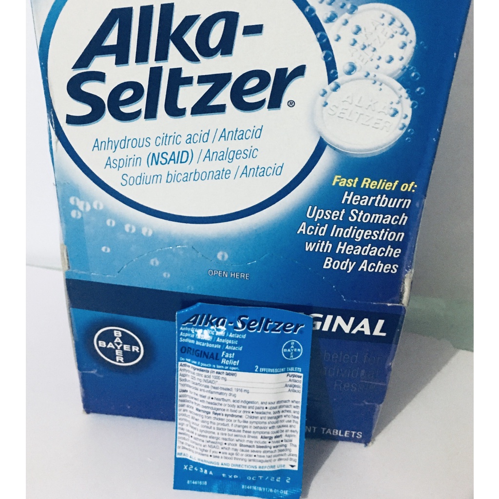 Viên Sủi Alka Seltzer đầy hơi, trào ngược axit dạ dày, giảm đau gói 2 ...