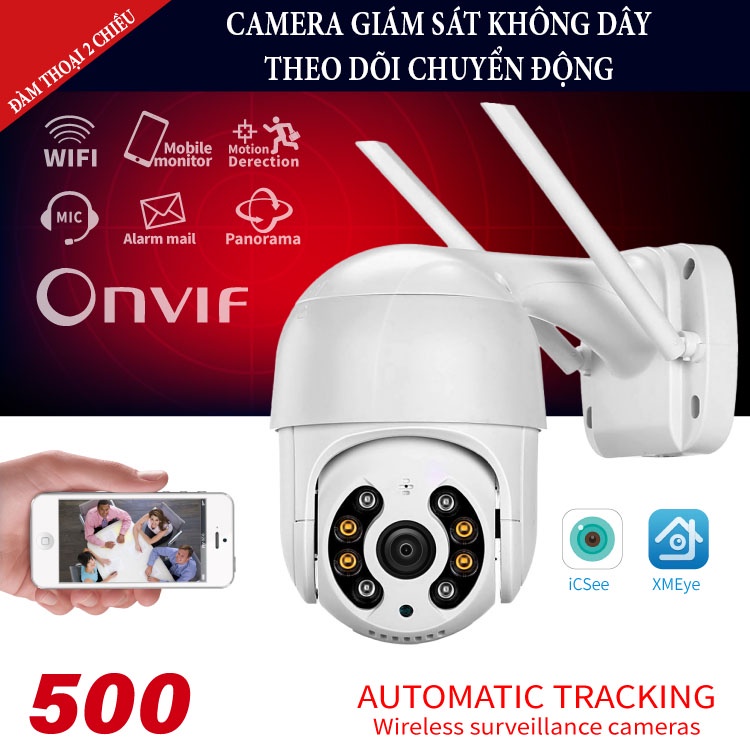 Camera giám sát kết nối wifi, camera ngoài trời góc rộng KAW xoay 360 độ báo chống trộm đàm thoại 2 chiều BH 12 tháng