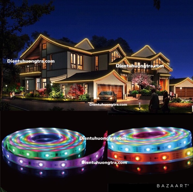 Cuộn dây led 5050/2811_12V chạy hiệu ứng đuổi nhiều màu 5m
