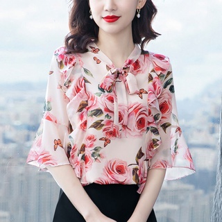 Áo Trung Niên Nữ Sang Trọng Cho Mẹ Bigsize Áo Sơ Mi Voan Kiểu Đẹp 40 Tuổi  Cổ Chữ V Hoa Mùa Hè Phong Cách Hàn Quốc Thời Trang | Shopee Việt Nam
