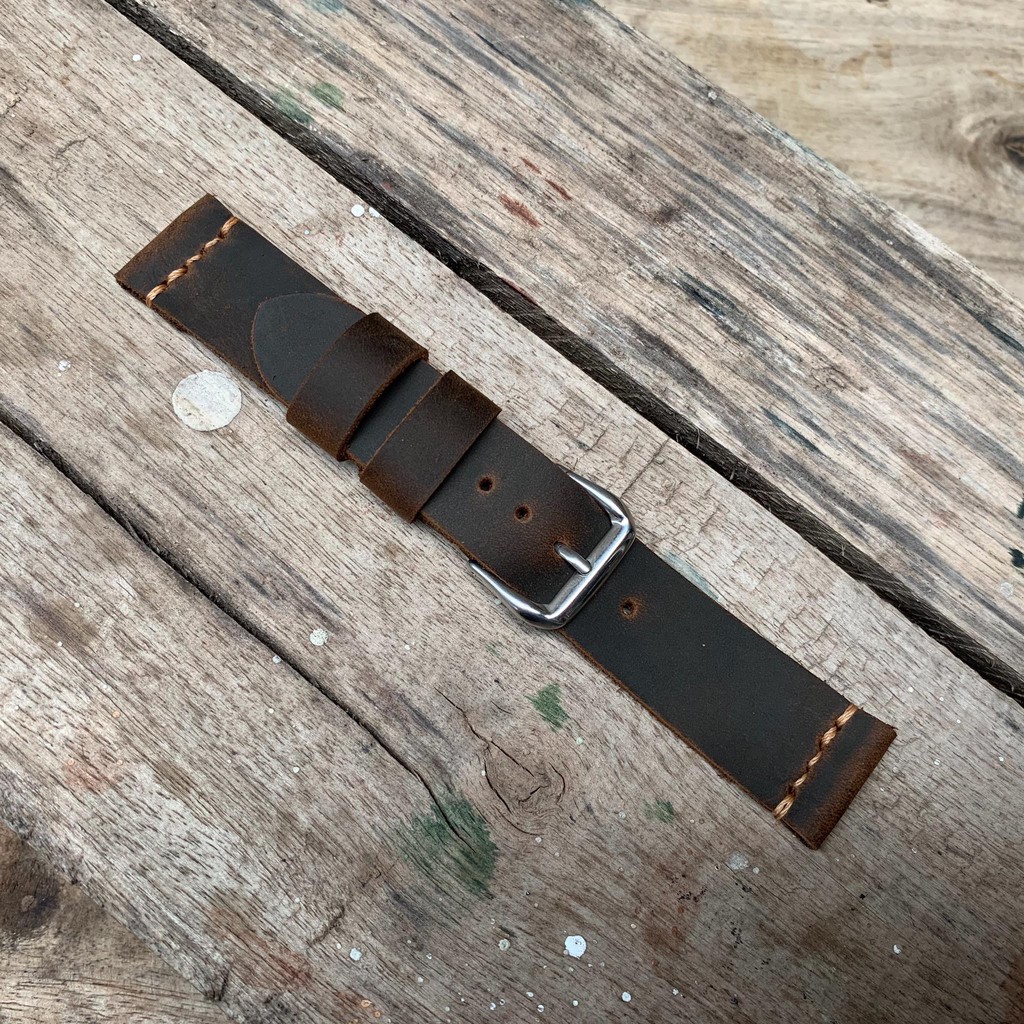 Dây Đồng Hồ Da Bò Thật Handmade Gắn KÈM KHÓA. HT1
