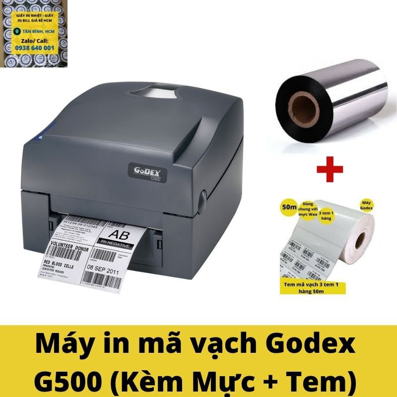 Máy in mã vạch Godex G500 (Kèm Cuộn Tem 50m + Mực 300m) | Shopee Việt Nam