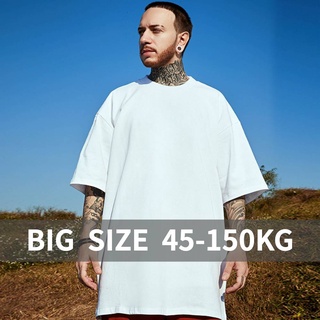 Áo Thun Tay Ngắn Dáng Rộng Màu Sắc Đơn Giản Có Size Lớn 45-150KG Dành Cho Nam Giới