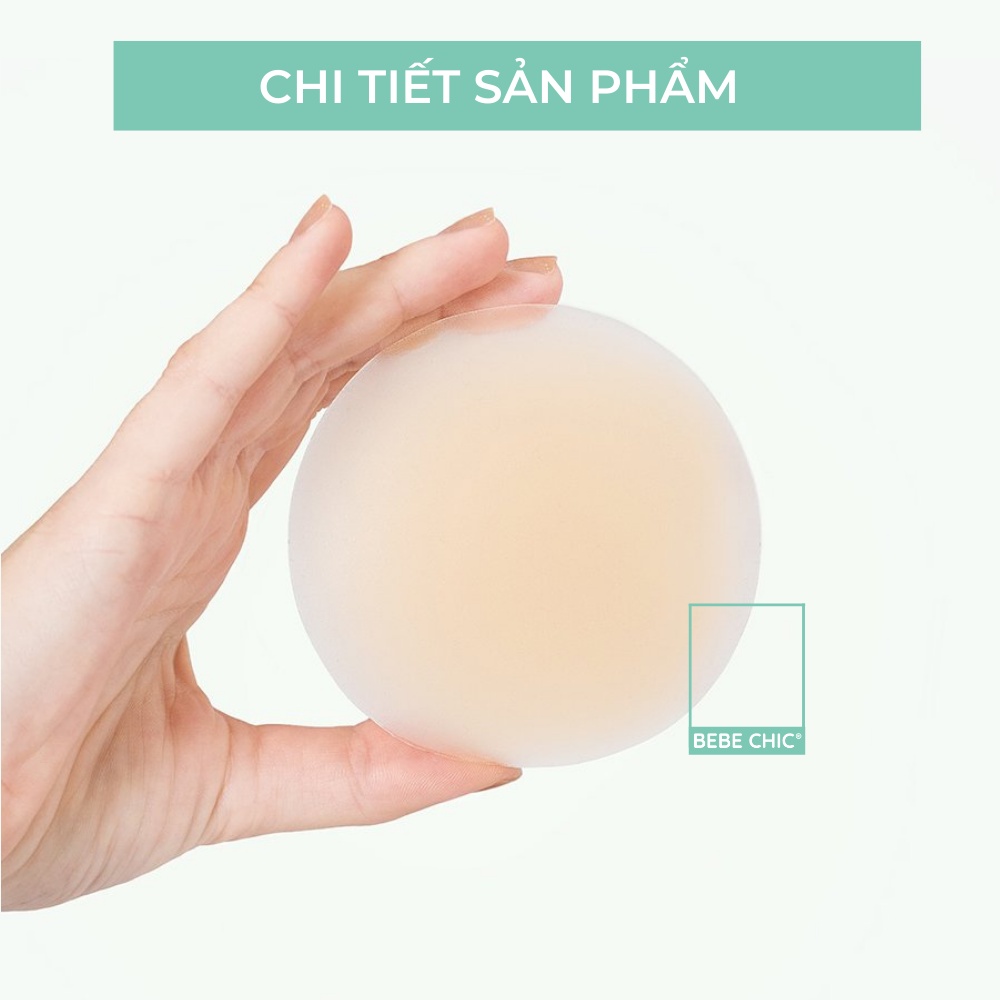 2 Miếng Dán Ngực Silicone BEBECHIC Dùng Nhiều Lần, Keo Siêu Dính (7cm)
