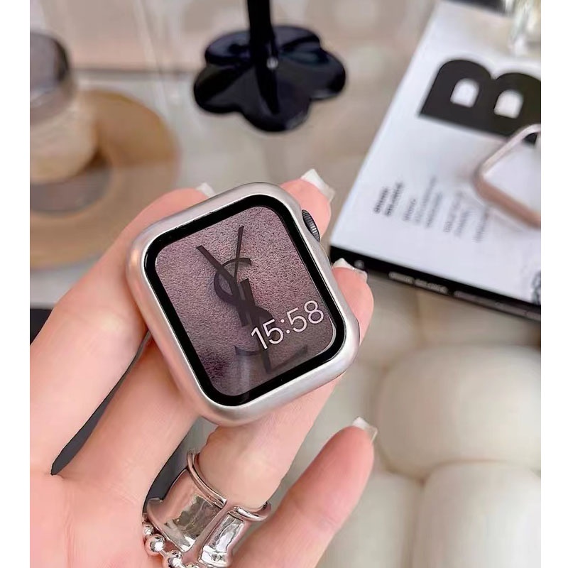 Kính + Vỏ Cho Apple Watch 46MM 49MM 45mm 41mm 44mm 40mm Ốp Lưng Cường Lực Bảo Vệ Màn Hình Iwatch Series 11 10 8 9 Ultra 2 7 6 SE 5 4 3 2