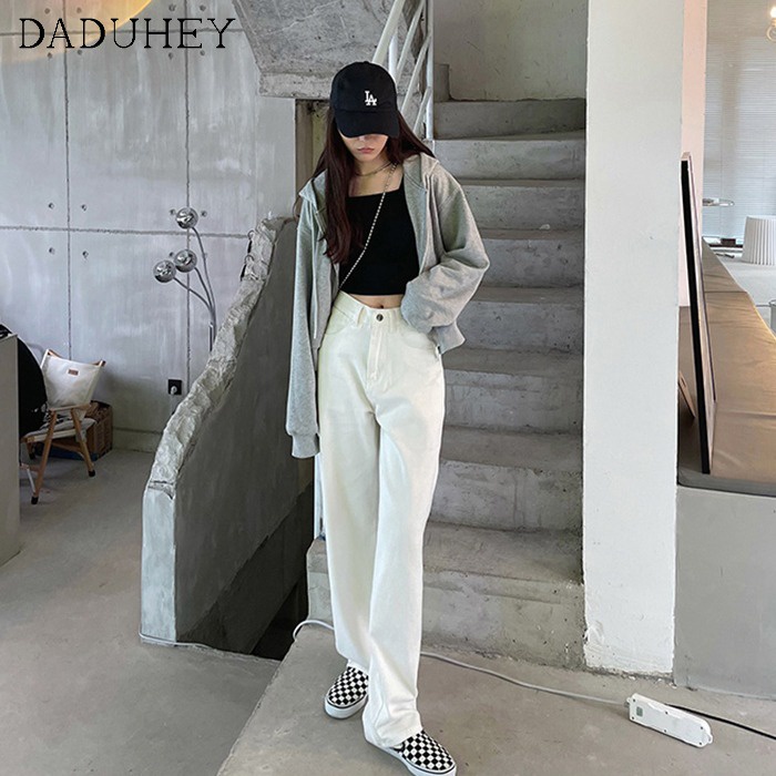 Ảnh Quần jean DADUHEY cạp cao ống rộng phong cách Hàn Quốc có 6 màu cho nữ 4