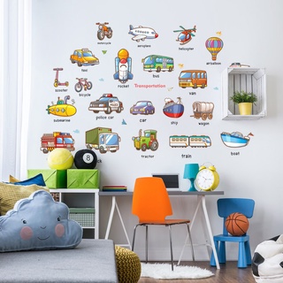 Decal dán tường hình phương tiện giao thông, tranh trang trí phòng cho bé, trang trí lớp học HM92024