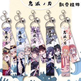 YT4 DEMON SLAYER Móc Khóa Ruy Băng Có Chuông Anime Móc Khóa Túi Pandant Tanjirou Nezuko Zenitsu Móc Chìa Khóa Hai Mặt