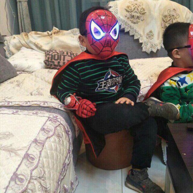 Bộ trang phục hóa trang 5 Món Người Nhện dịp halloween, Áo choàng siêu nhân nhện kèm găng tay, mặt nạ, đeo tay bắn đĩa