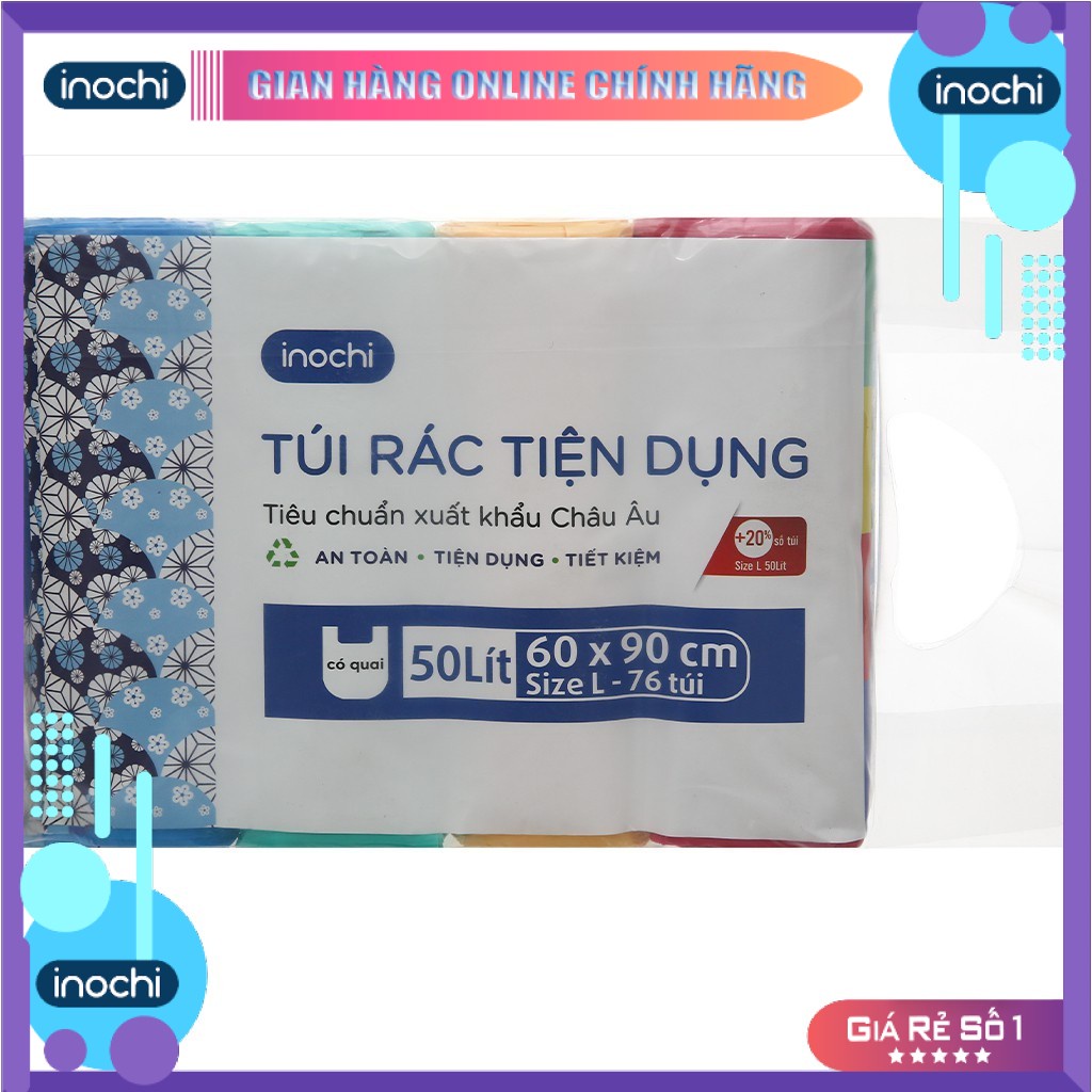 Lô 4 cuộn túi rác Inochi tiện dụng 50L (nhiều màu) | Shopee Việt Nam