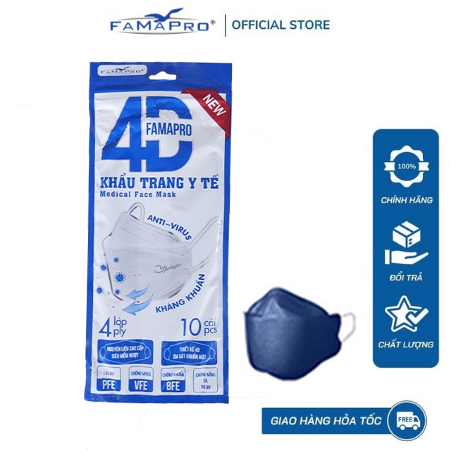 Ảnh Túi 4D tiêu chuẩn Khẩu trang y tế Famapro KF94 4 lớp kháng khuẩn 10 cái/Bịch 3