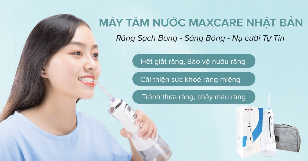 Mô tả Máy tăm nước cầm tay Maxcare Max456SE chính hãng Nhật Bản, 5 chế độ, Áp lực tia nước 1400 lần 1 phút sạch mảng bám - 1