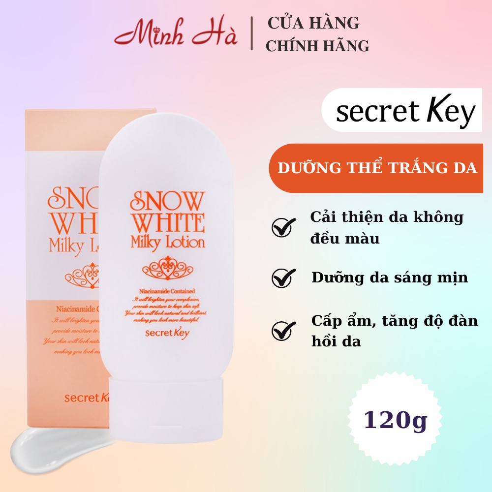 Kem dưỡng thể Secret Key Snow White Milky Lotion 120g trắng da, mềm mịn