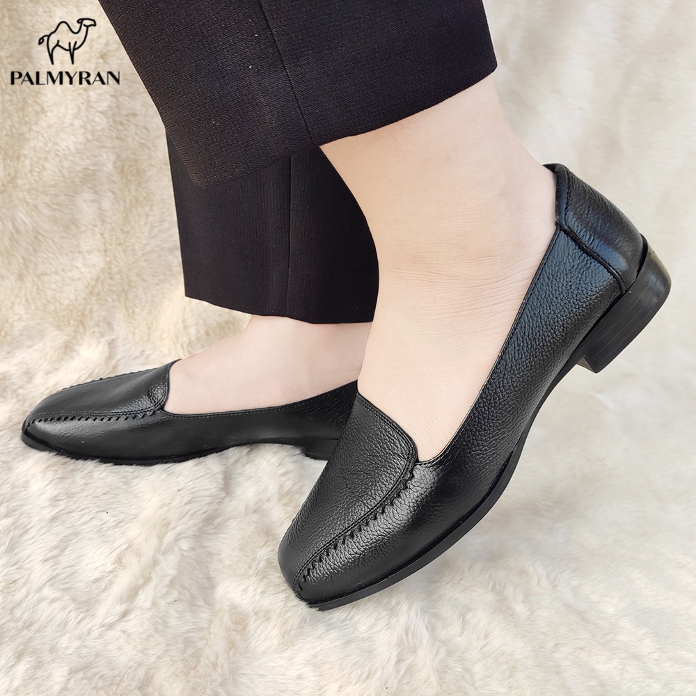 Giày nữ da bò thật mõm vuông palmryan ST29 Bảo Hành 1 năm