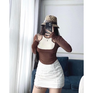 Áo Len Tăm Pha Cổ Hở Vai Tay Dài 3 Màu Có Ảnh Thật Kèm Video