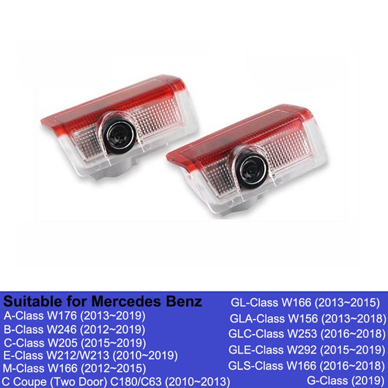 2 Chiếc Đèn Led Cửa Ô Tô Cho Xe Mercedes Benz W204 W124 W212 W221 W245 W164 W176 W168 W169 R171 GLA Logo Bóng Cửa Chào Mừng Phụ Kiện Đèn