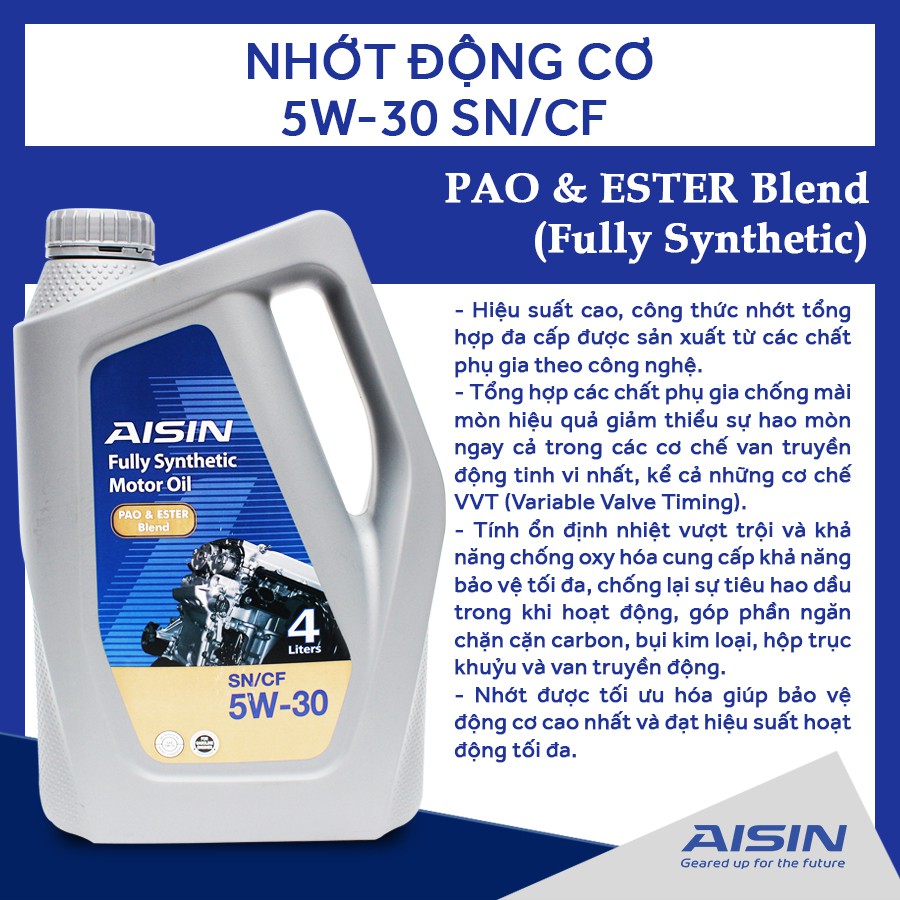 Nhớt Động Cơ AISIN ESEN0534P 5W-30 SN / CF Pao & Ester Blend 4L