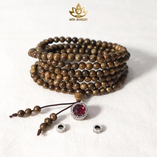 Vòng Tay Trầm Hương 216 Hạt 4mm Trầm Tốc Việt Mix Charm Bạc S925 Màu Đá Tùy Chọn - Mộc Trầm Hương MTH