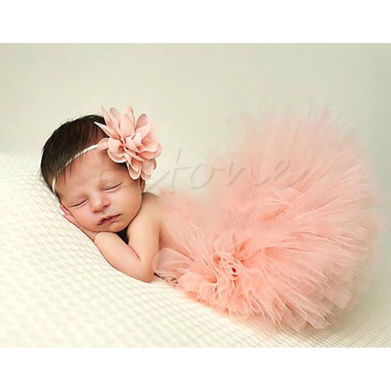 Dasbsug Sơ Sinh Bé Gái Đạo Cụ Chụp Ảnh Bé Gái Công Chúa Tutu Váy Đầu Bé Gái Mới Sinh Ảnh Pettiskirt Fotog