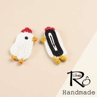 Kẹp tóc con gà trống cute cho nữ và bé gái 6cm |Cặp tóc len hình con vật ngộ nghĩnh|Shop Rô Handmade
