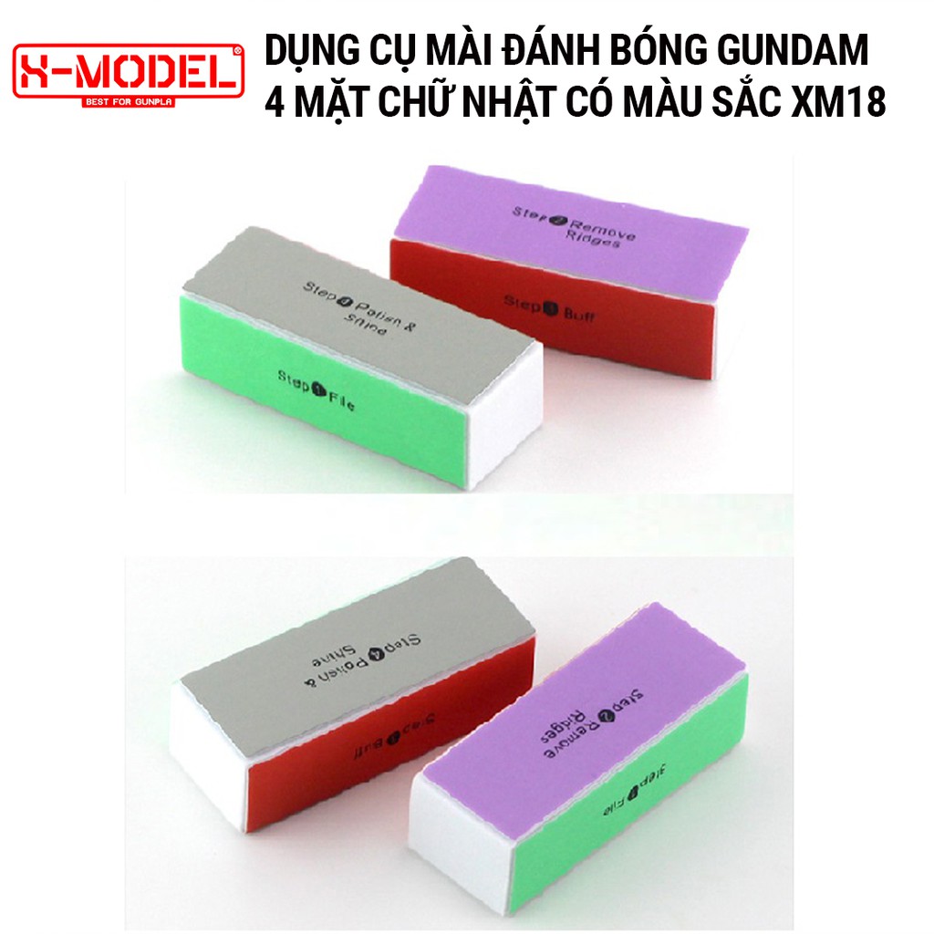 Ảnh Dùng cụ mô hình gundam Mài, đánh bóng, chà nhám chuyên dụng X- MODEL 4 mặt có màu chất liệu cao cấp 2