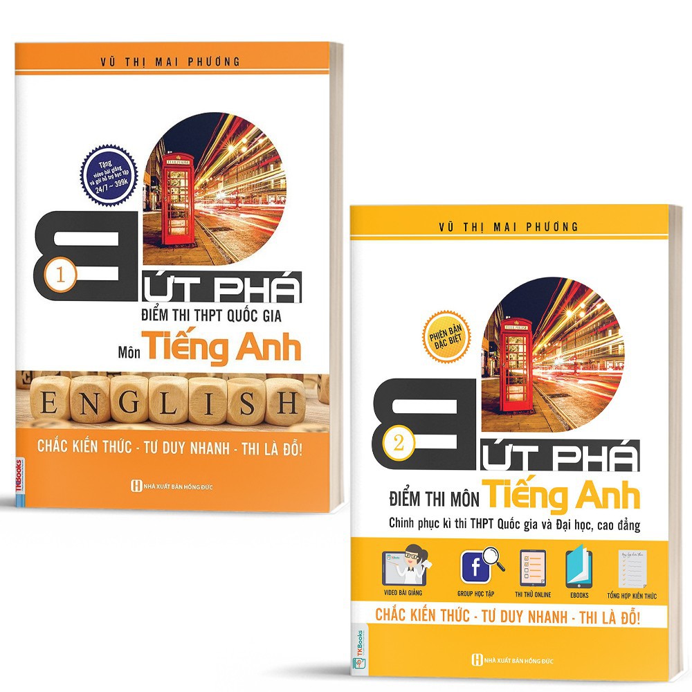 Ảnh Sách - Combo Bứt phá điểm thi môn tiếng Anh (Chinh phục kì thi THPTQG và Đại học, cao đẳng) Tập 1 + 2 1