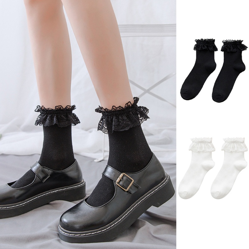 Dasbsug Nhật Bản Gothic Lưới Thủy Thủ Đoàn Tất Ngọt Xù Ren Frilly Rỗng Cotton Hàng Dệt Kim