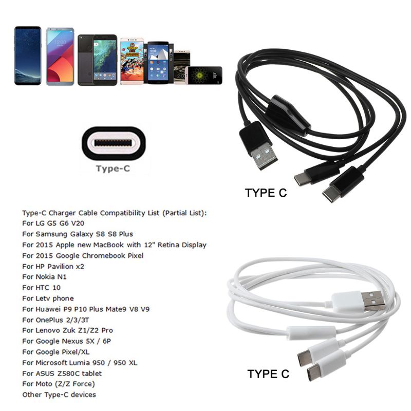 Dây Cáp Sạc Dữ Liệu Chia Chữ Y USB 2.0 Type A Male Sang Dual Type C